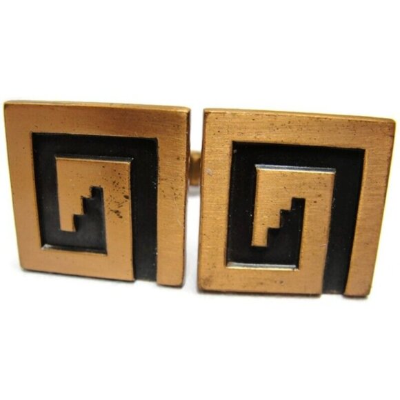 Modernist Copper Cufflinks Square Shirt Accessories Wedding Pat Pending Vintage - Picture 10 of 12